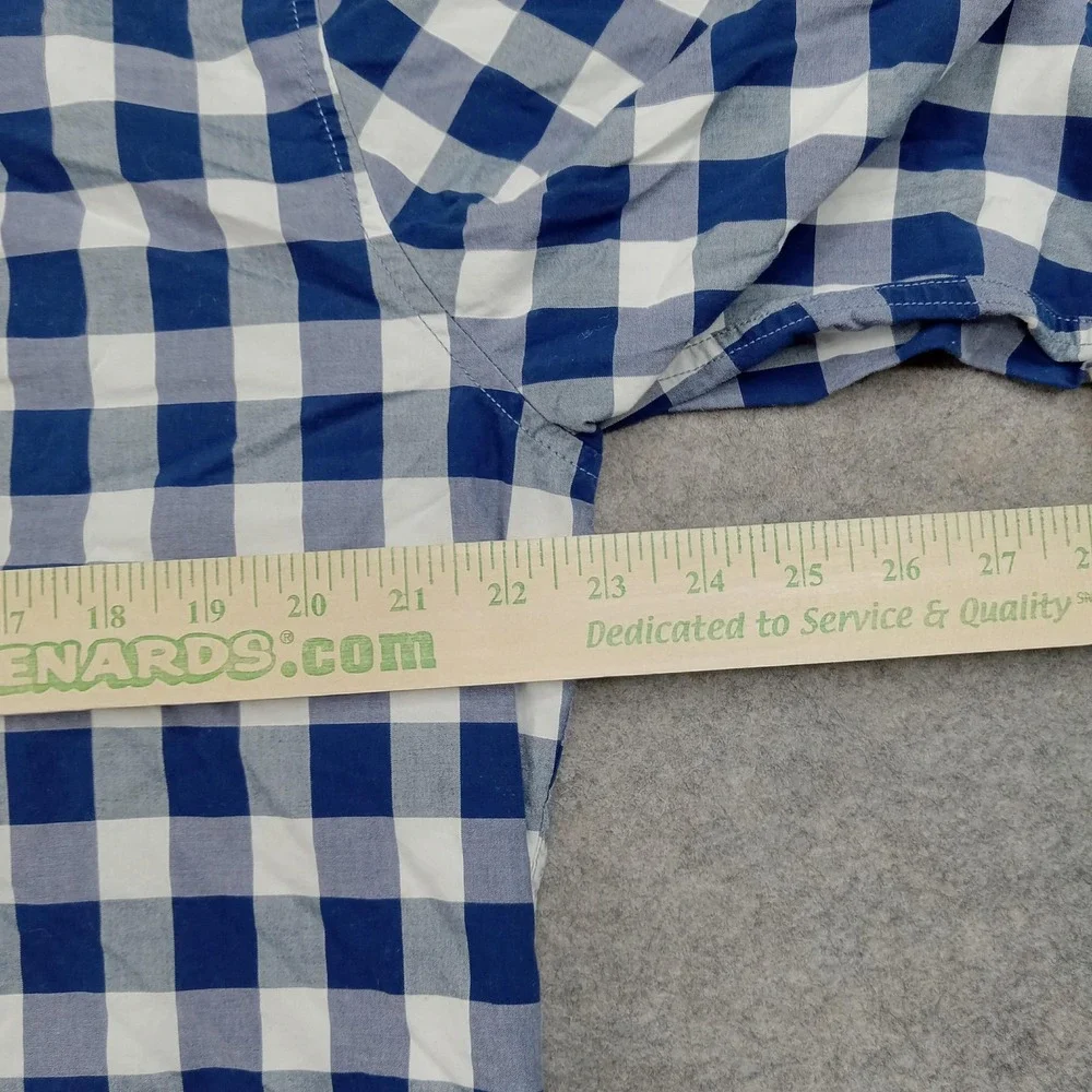 Banana Republic Shirt Mens XL Blue Check Slim Fit Button Front Long‎ Sleeve